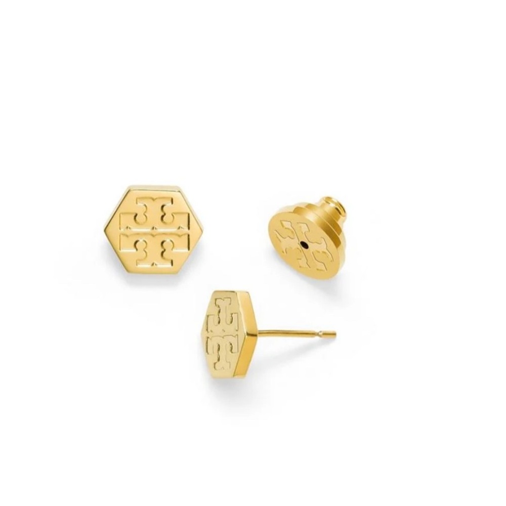 Tory Burch Hexagon Stud Earring